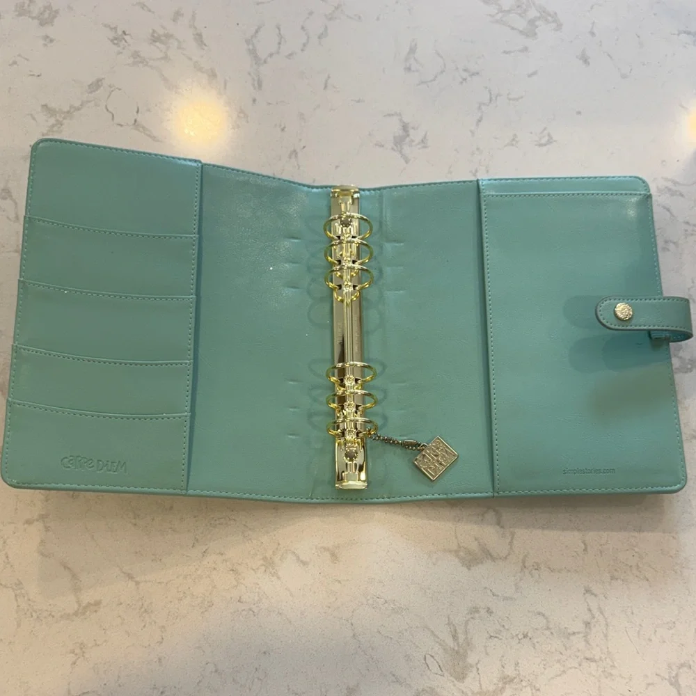 Carpe Diem Faux Leather Teal Planner Agenda Organizer Binder A5